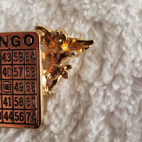 Vintage Pin Metal Bingo Card for Good Luck - Picture 2 of 5